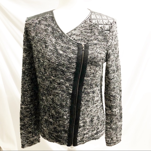 Ann Taylor Sweaters - Ann Taylor Moto Sweater Jacket Wool Blend Black
